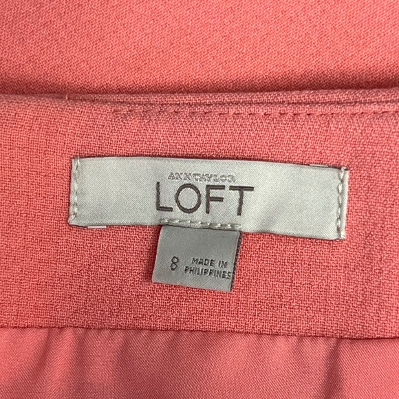 LOFT Coral Skirt A-Line Laser Cut Hem Career‎ Party Size 8 - Picture 4 of 9